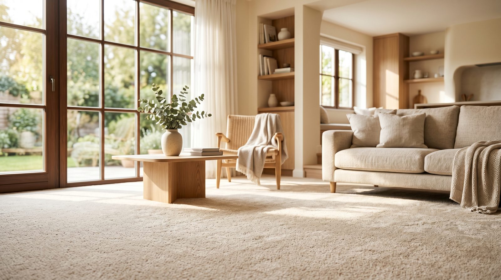 Empty Pueblo home with freshly cleaned carpets ready for a new tenant or buyer